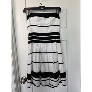 The Limited Women's Striped Strapless Mini Dress Cocktail White Black Size 0‎